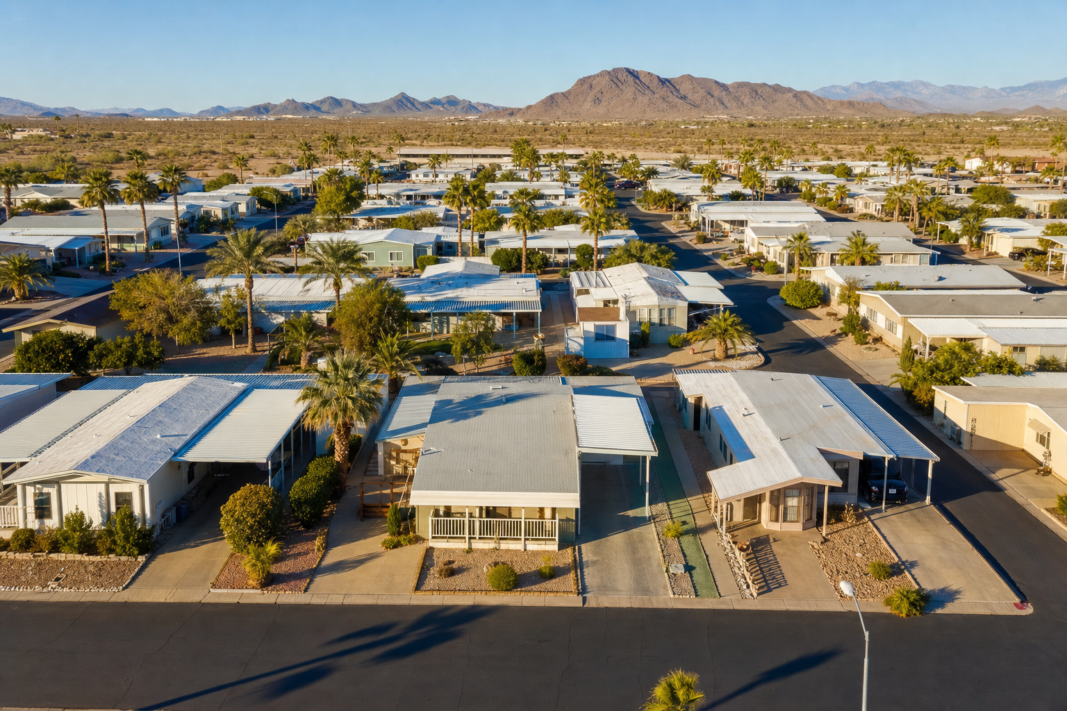 Mobile home park community aerial view